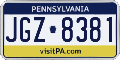 PA license plate JGZ8381