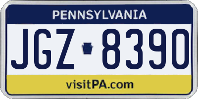 PA license plate JGZ8390