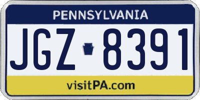 PA license plate JGZ8391