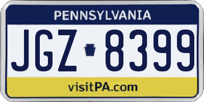 PA license plate JGZ8399
