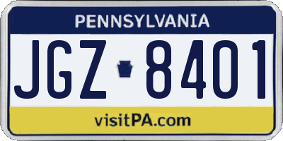 PA license plate JGZ8401