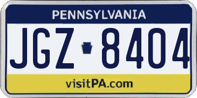 PA license plate JGZ8404