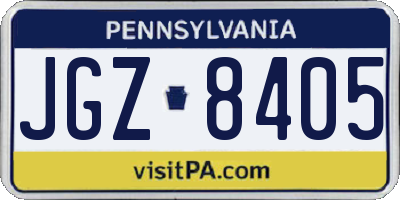 PA license plate JGZ8405