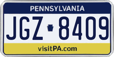 PA license plate JGZ8409