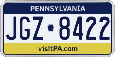 PA license plate JGZ8422