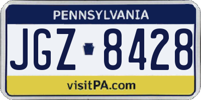 PA license plate JGZ8428