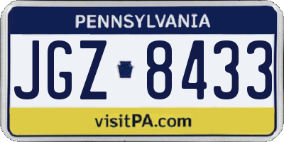 PA license plate JGZ8433