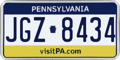 PA license plate JGZ8434