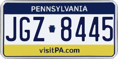 PA license plate JGZ8445