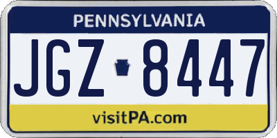 PA license plate JGZ8447