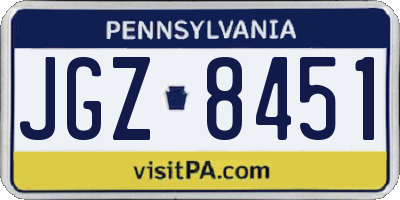 PA license plate JGZ8451