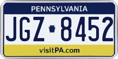 PA license plate JGZ8452