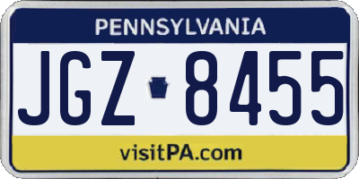 PA license plate JGZ8455