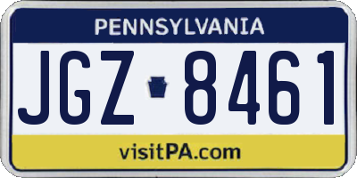 PA license plate JGZ8461