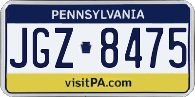 PA license plate JGZ8475