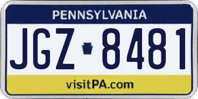 PA license plate JGZ8481
