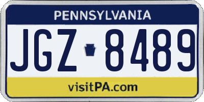 PA license plate JGZ8489