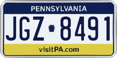 PA license plate JGZ8491