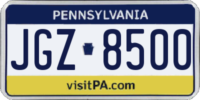 PA license plate JGZ8500