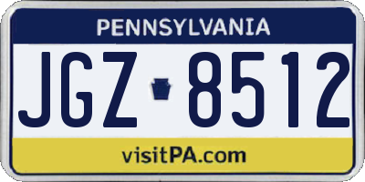 PA license plate JGZ8512