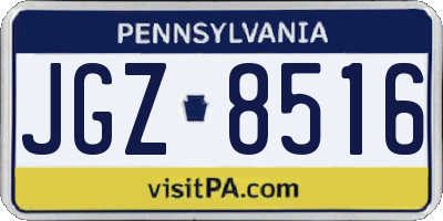 PA license plate JGZ8516
