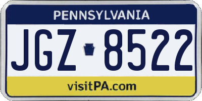PA license plate JGZ8522