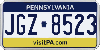 PA license plate JGZ8523