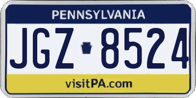 PA license plate JGZ8524