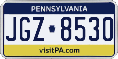 PA license plate JGZ8530