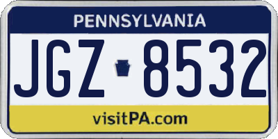 PA license plate JGZ8532