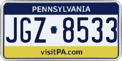 PA license plate JGZ8533
