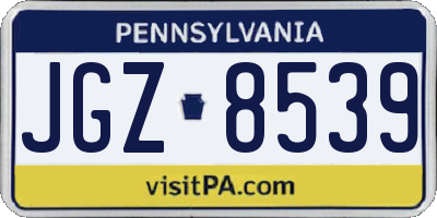 PA license plate JGZ8539