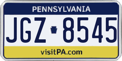 PA license plate JGZ8545