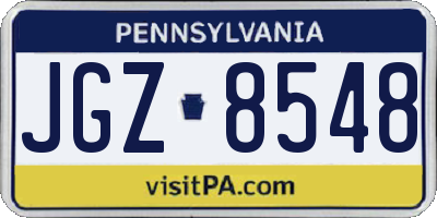 PA license plate JGZ8548