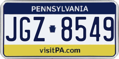 PA license plate JGZ8549