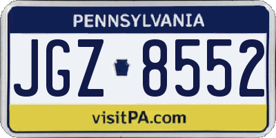 PA license plate JGZ8552