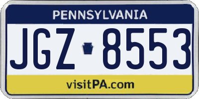 PA license plate JGZ8553
