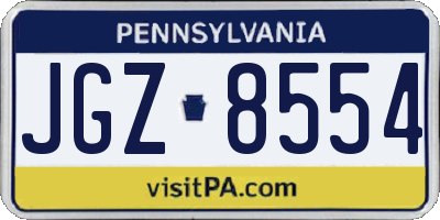 PA license plate JGZ8554