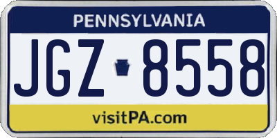 PA license plate JGZ8558