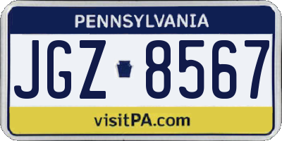 PA license plate JGZ8567