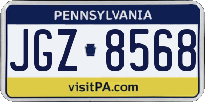 PA license plate JGZ8568