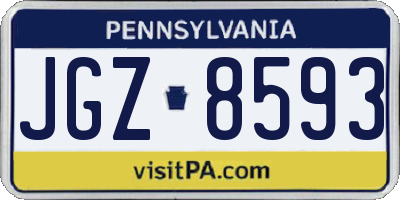 PA license plate JGZ8593