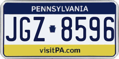 PA license plate JGZ8596