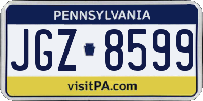 PA license plate JGZ8599