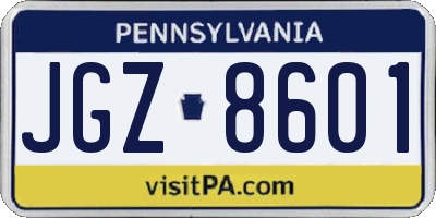PA license plate JGZ8601