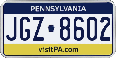 PA license plate JGZ8602