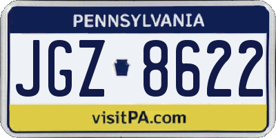 PA license plate JGZ8622