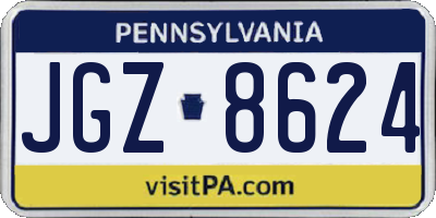 PA license plate JGZ8624