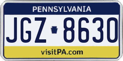 PA license plate JGZ8630