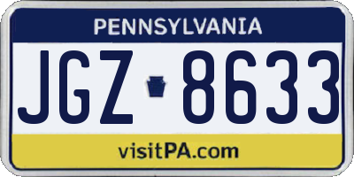 PA license plate JGZ8633